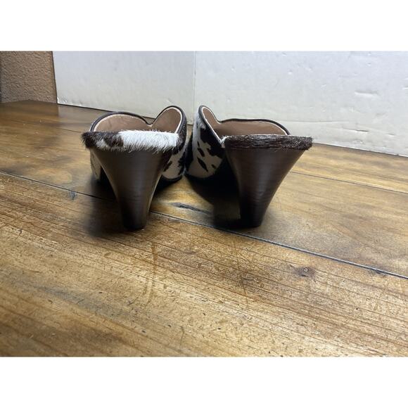 Brenda Zaro Women's 8US 39EU Leather Brown Calf Hair Slides Mules 3" Heels Amina - Picture 5 of 10
